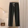 [Especial] Mulheres Plus Size Acima de 100kg Outono Novo Simples para o Trabalho Cordão Cintura Elástica Veludo Cotelê Calça Reta 1009