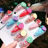 Ins Internet Celebrity Fruit grampo de cabelo de areia movediça conjunto de cinco peças franja infantil clipe lateral estilo coreano transparente PVC hairpin BB clipe