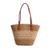 Bolsa de Palha Trançada com Alça de Padrão Temperamental Novo Estilo Simples Grande Capacidade Bolsa de Palha Bolsa Trançada Bolsa de Praia para Férias Bolsa Feminina Versátil