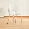 Cadeira de jantar nórdica para uso doméstico, casual e moderna, cadeira de jantar de mesa transparente, design simples para pousadas e hotéis, cadeira concha com encosto de sol