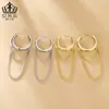 Aifulu Brincos de Clipe com Corrente de Franjas de Camada Dupla Prata Pinos de Orelha Cobre Banhado a Platina Moda Personalidade Brincos Joias