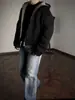 Jaqueta com capuz e zíper, peso pesado, camada de ar, oversized, para primavera e outono, moletom cleanfit de streetwear americano masculino