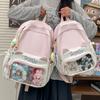 Mochila Estilo Universitario para Estudiantes de Secundaria Femeninas, Linda Bolsa Transparente con Barra Estilo Japonés, Mochila de Gran Capacidad, Tendencia en Mochilas para Estudiantes