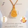 Puzuo Color Fuerte que Conserva Arena Dorada Accesorios DIY Cortado Cepillado Incrustado de Diamantes Colgante de Calabaza Protegido por Dios de la Riqueza Buda Collar Fulu