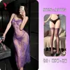 Yesiyeser lingerie sexy renda tentação sexy suspensório rede transparente uniforme fenda sem costas vestido longo 9828