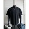 Camiseta acolchada de manga corta con bloques de color de peso pesado para hombre y mujer, diseño básico de verano con un top redondo simple suelto de moda
