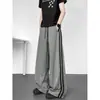 Pantalones Casuales Deportivos Transpirables de Secado Rápido para Hombre con Raya Lateral, Verano Finos Frescos Estilo Americano Modernos Sueltos Rectos