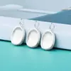 Accesorios de Plata de Ley S925 Pulsera Ovalada Simple Electrochapada Cepillada Colgante de Marca Colgante para Cadena de Clavícula DIY Joyería de Plata