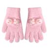 Guantes de punto para niñas, cálidos y de invierno, con lazo grueso de jacquard, de cinco dedos, para ciclismo y tareas escolares.