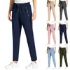 Suministro Exclusivo Transfronterizo de Pantalones Largos Casuales para Mujer, Diseño Simple de Secado Rápido Transpirable con Bolsillos, Cremallera, Cordón, Cintura Elástica, Más Vendido en Amazon