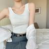 Camisola Blanca sin Mangas para Mujer, Aspecto Adelgazante y Top de Forma I de Talla Grande con Parte Inferior Alta que se Puede Usar por Fuera