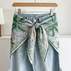 Pañuelo Triangular Cabeza Árbol de Coco Verde Francés para Mujer Estilo Pastoral Primavera Otoño Cubre Trasero Cinturón de Cintura Adorno para la Cabeza Protección Solar Bufanda de Seda Chal