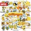 Compra directa transfronteriza de 50 divertidos stickers de abeja de dibujos animados, lindas decoraciones de miel dibujadas a mano, stickers personalizados impermeables para agendas