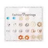 Pendientes de Combinación de Perlas Redondas de Imitación de Flor y Diamante, Varios Meses, Set de Pendientes, Europeos y Americanos de Venta Caliente Transfronteriza, 12 Pares