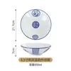 Cuenco de Porcelana Azul y Blanco de Boca Ancha con Patrón Exterior, Cuenco Grande para Sopa del Hogar, Cuenco para Ramen, Cuenco Cónico, Cuenco para Fideos, Tienda de Fideos