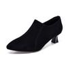 Zapatos de tacón alto puntiagudos para mujer, primavera 2025, estilo europeo y americano, sencillos, elegantes, con cremallera lateral y boca profunda, botines de piel de oveja.