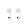Aretes Transparente Flor de Rosa con Cierre de Rosca 2026 Tendencia Deslumbrante Flor de Camelia Aurora Tachuelas para Mujer