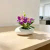 Planta en maceta de jazmín dorado artificial de tres tallos transfronteriza decoración del hogar escritorio flor artificial guijarro pequeño adorno plano de bonsái