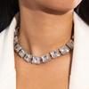 Joias Transfronteiriças Europeias e Americanas, Colar de Círculo de Metal de Camada Dupla, Choker Versátil Quadrado Tridimensional Dourado, Colar Exagerado