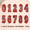 Parches de Tela de Colores Rojos con 26 Letras del Alfabeto Inglés y Números, Estilo Béisbol Americano, Parches Decorativos para Planchar DIY