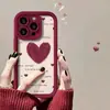 Funda Color Vino Tinto con Forma de Corazón Adecuada para Apple 17 Pro Max, Funda Tianyan Ladder para iPhone 16/15/14, Estilo Europeo y Americano 13