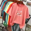 Camiseta de Verano Informal de Manga Corta con Estampado Redondo Holgada de Talla Grande para Mujer, Marca Grande de Comercio Exterior Transfronterizo, Moderna