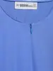Moda Casual Feminina Estilo Europeu e Americano Design de Gola com Zíper Manga Longa Lanterna Moda Retrô Camisa Top de Cor Sólida