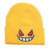 Estilo Nuevo Europeo y Americano Dibujos Animados de Anime Boca Grande Ojos Rojos Bordado Gorro de Punto Otoño e Invierno Gorro Cálido