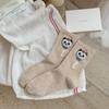 Meias Brancas Mekki para Mulheres, Algodão Primavera e Outono Novo Estilo Meia-Calça Ins Urso Meias Maternidade Sem Costura, Meias Longas Fofas de Desenho Animado