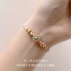 Pulsera tejida a mano estilo chino con nudo de flor de durazno, producto semiacabado con colgante de cuenta de transferencia dorada ponible, pulsera de cuerda tejida a mano, regalo