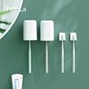 Portacepillos sin perforar, Almacenamiento para vasos de enjuague bucal de baño, Lujo accesible Portacepillos eléctrico, Montado en la pared