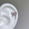 Pendientes Hovoiney de Personalidad Dulce y Fresca con Tachuelas de Diamante de Colores en Forma de Lazo, Pendientes Planos Versátiles para Hombres y Mujeres