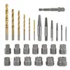 Juego de 26 Piezas de Extractores de Tornillos y Tuercas, Extractores de Tornillos Dañados, Herramientas de Extracción de Pernos de Hexágono para Tornillos Rotos