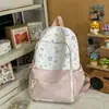 Mochila para Secundaria y Preparatoria, Estilo Coreano, Ligera, Fresca y Sencilla, Gran Capacidad, Estampado de Niña Linda, Estilo Académico, Mochila de Doble Hombro