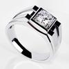 Anel Chiba Banhado a Prata, Anel de Diamante Moderno e Versátil, Anel Masculino Solitário de Moissanita Artificial de 1 Quilate, Casamento Clássico Elegante