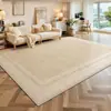 Alfombra para Sala de Estar, Lavable y Limpiable, Estilo Vintage Crema, Lujo Ligero Francés, Alfombrilla de Piso para Sofá de Dormitorio de Gama Alta, Cobertura Completa de Área Grande