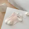 Meias Finas Respiráveis de Primavera e Verão para Crianças Populares na Internet Coreanas com Buracos Desenho Animado Dachshund Bordado Algodão Dopamina Meias Curtas