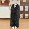 Pantalones de Pijama de Algodón Seda para Mujer Primavera y Verano Nuevos Populares en Internet Cintura Alta Pierna Ancha Ropa Exterior Primavera y Otoño Talla Grande Pantalones para Aire Acondicionado de Casa