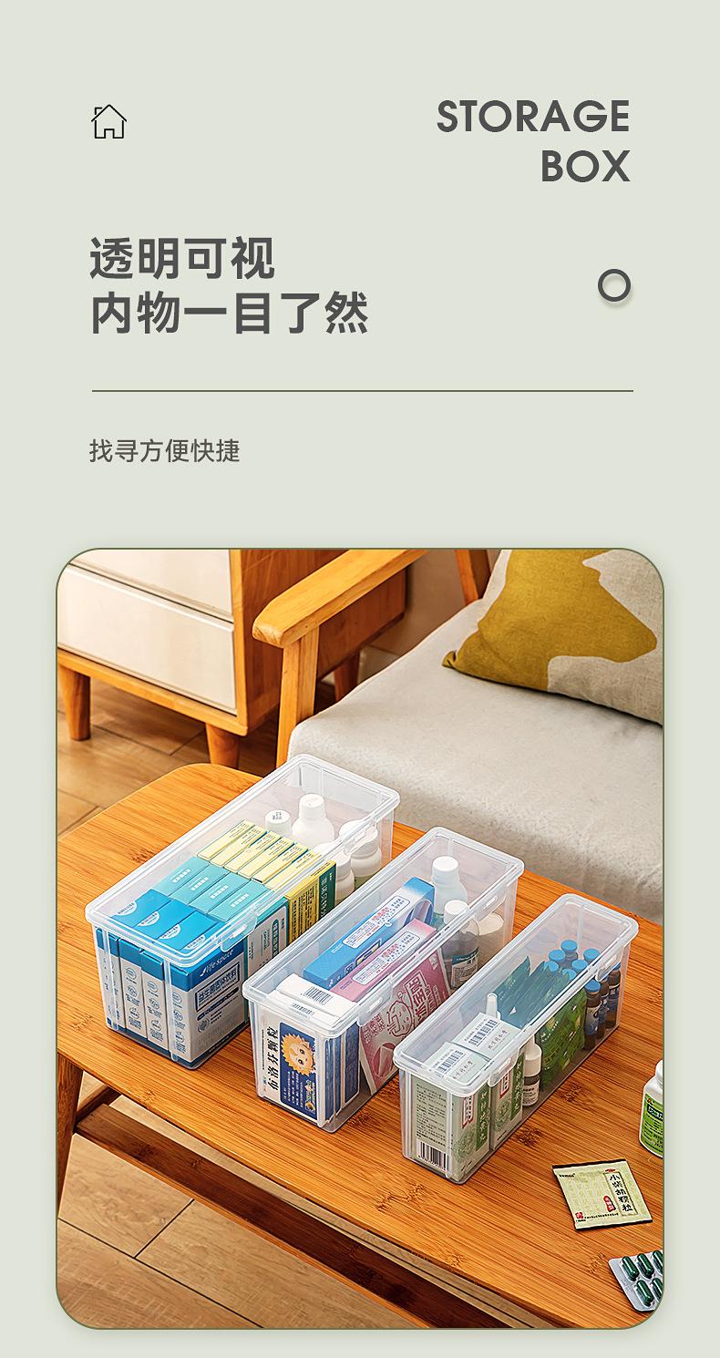 桌上收纳小药盒便携可叠放长方形收纳盒带盖透明收纳药