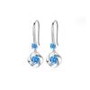 Pendientes Transfronterizos de Moda Plata de Ley 925 Trébol de Cuatro Hojas Ins Accesible Lujo Corazón del Océano Colgante Largo Atractivo Pendientes de Plata