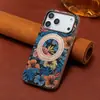 Funda de Teléfono Denior Vintage Floral de Corcho con Soporte de Anillo para Apple 18ProMax/iPhone17PM