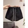 Shorts casuais versáteis de cordão retrô japonês para trabalho para mulheres, estilo Hong Kong chique solto de verão, cintura elástica, hot pants modeladores