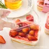 Caixa para Bolo de Morango com Creme Tiramisu de Leite de Soja Mille-Feuille Mousse Quadrado Transparente Descartável Caixa para Sobremesa
