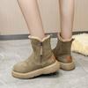 Botas de Neve Femininas Inverno 2025 Novo Estilo com Forro de Pelúcia, Espessadas e Quentes, Botas de Algodão com Sola Grossa, Sapatos de Algodão Grandes Marrons para o Nordeste