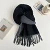 Bufanda de Lana Mezclada para Otoño e Invierno para Mujer, Nuevo Chal de Borlas de Color Sólido a la Moda, Bufanda Gruesa Cálida Versátil de Alta Gama para el Cuello