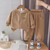 Conjunto Elegante de Primavera y Otoño para Niñas 2026 Nueva Moda Infantil Casual Color Sólido Sudadera con Capucha y Cremallera Conjunto de Dos Piezas Moderno