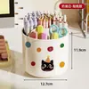 Cubo de Almacenamiento Giratorio de Compartimentos de Dibujos Animados Gran Capacidad Portalápices de Escritorio para Cosméticos Caja de Almacenamiento Linda y Creativa para Estudiantes y Uso de Oficina