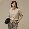 Cárdigan de Lana 100% de Alta Calidad Holgado Cuello Alto Tejido Jacquard Abrigo para Mujer Otoño Top de Punto Trenzado Top de Principios de Otoño