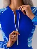 Traje de baño de una pieza conservador transfronterizo 2026 para mujer, Sexy ajustado de manga larga con cremallera Triángulo Atlético Traje de baño Bikini de playa