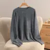Suéter de punto polar sin costuras para mujer con cuello redondo para otoño e invierno, suéter raglán suave y mullido de manga larga, jersey holgado y relajado